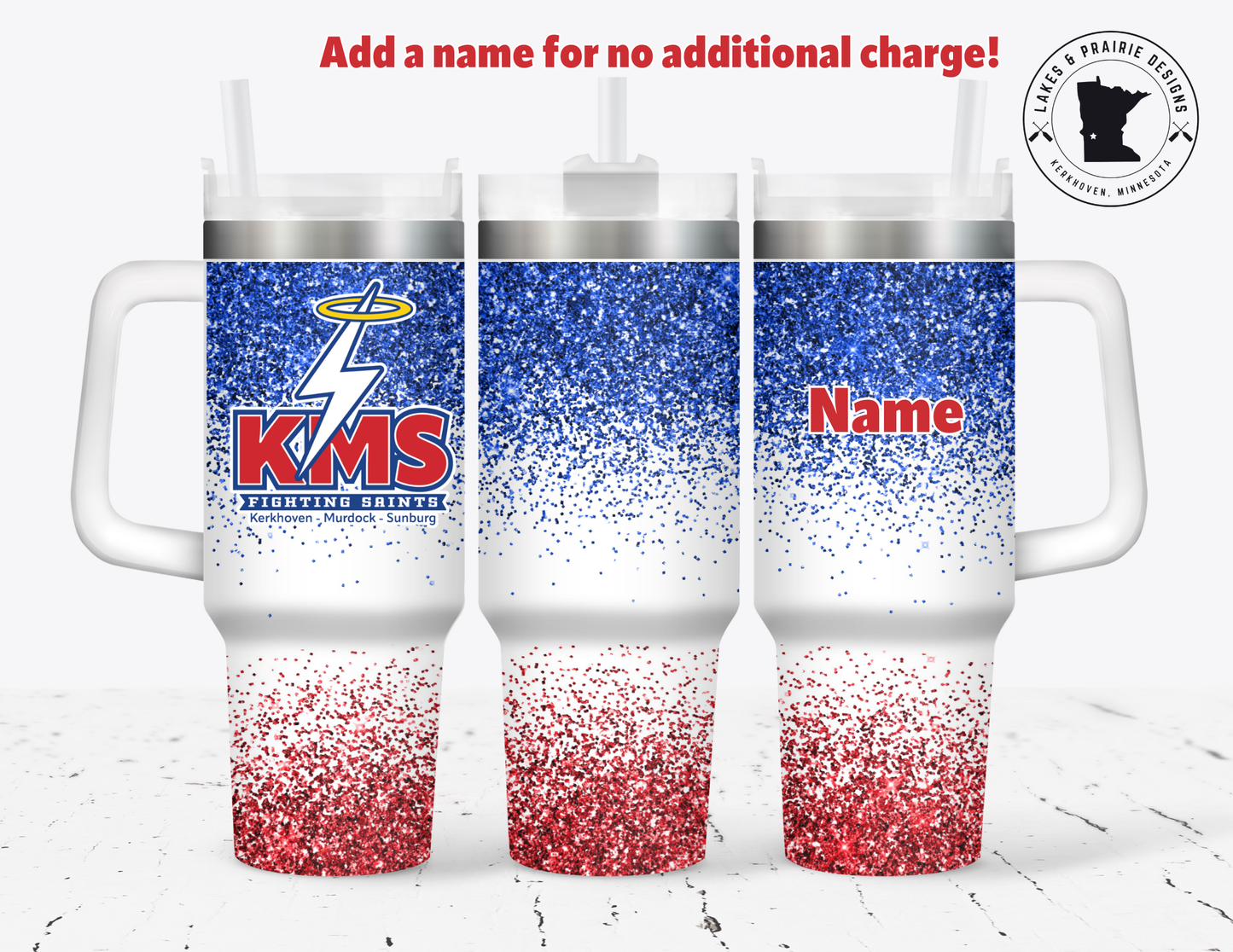 KMS Faux Glitter with Tall KMS Bolt 30 or 40 oz.