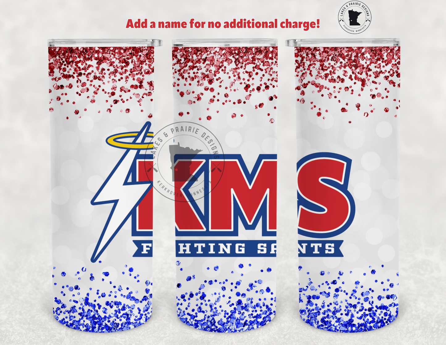 KMS Logo Top and Bottom Faux Glitter 20 oz. Tumbler