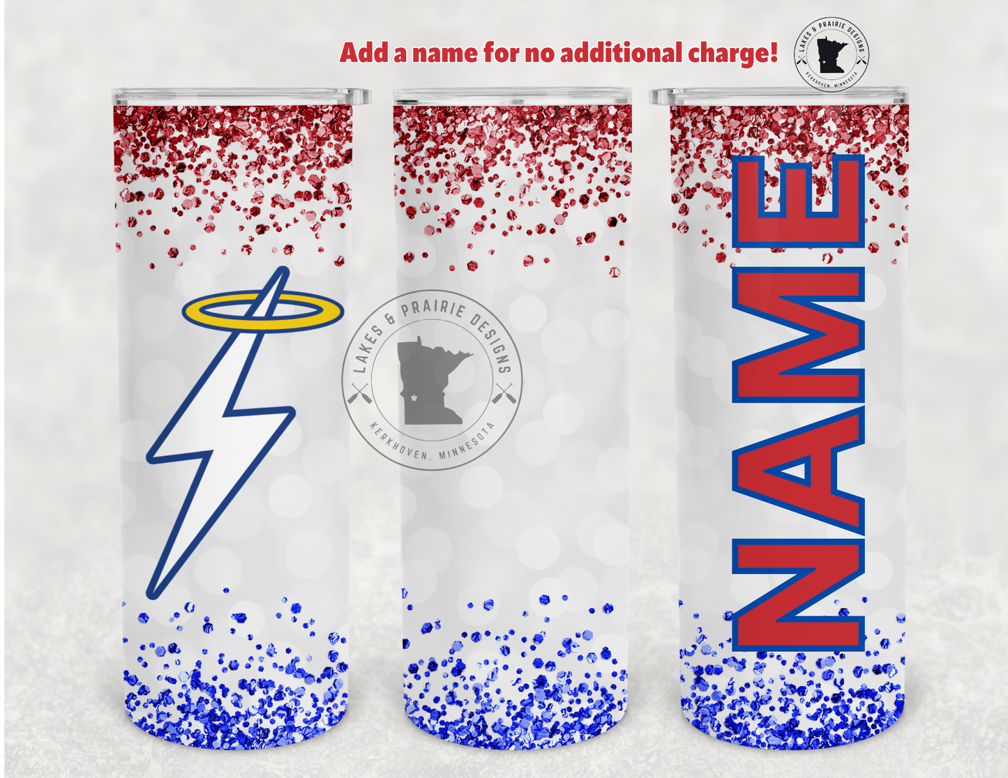 KMS Bolt Top and Bottom Faux Glitter 20 oz. Tumbler