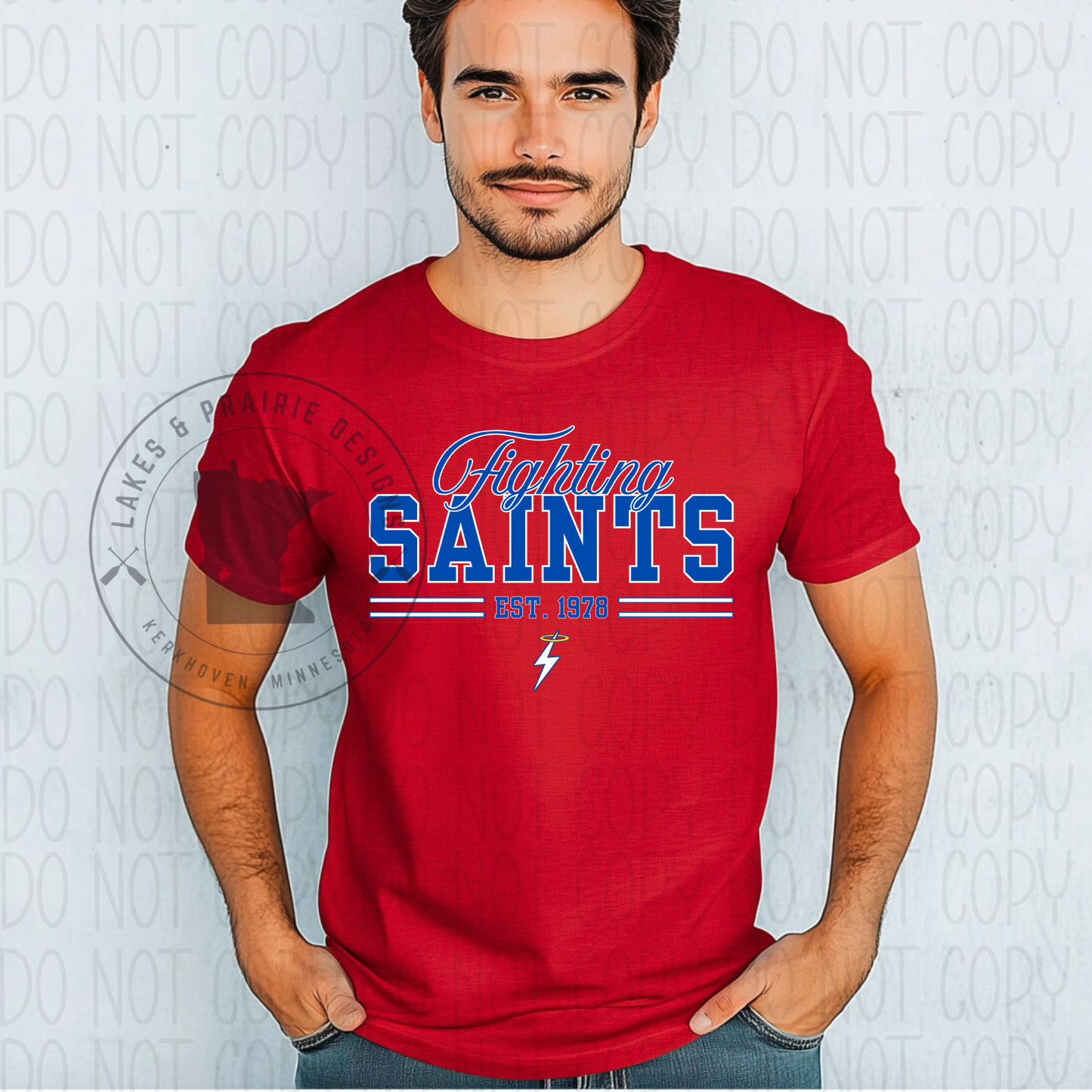 Cursive Fighting Saints Adult Apparel