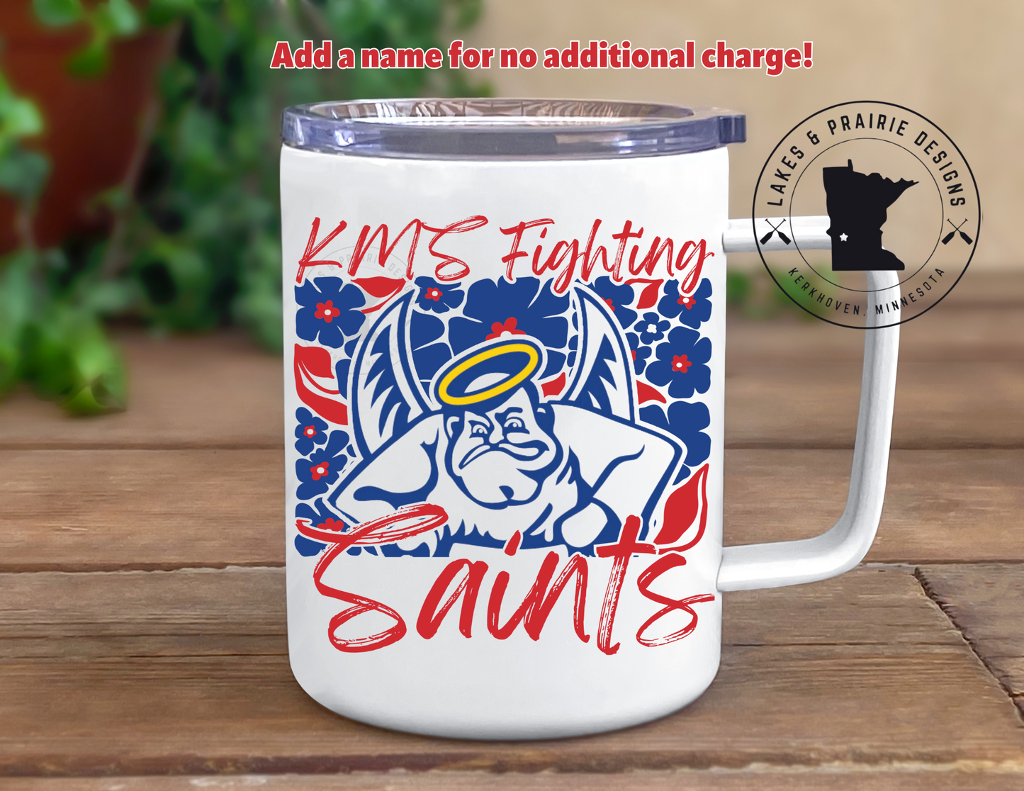 KMS Abstract 10 oz. Traveling Coffee Tumbler with handle and lid