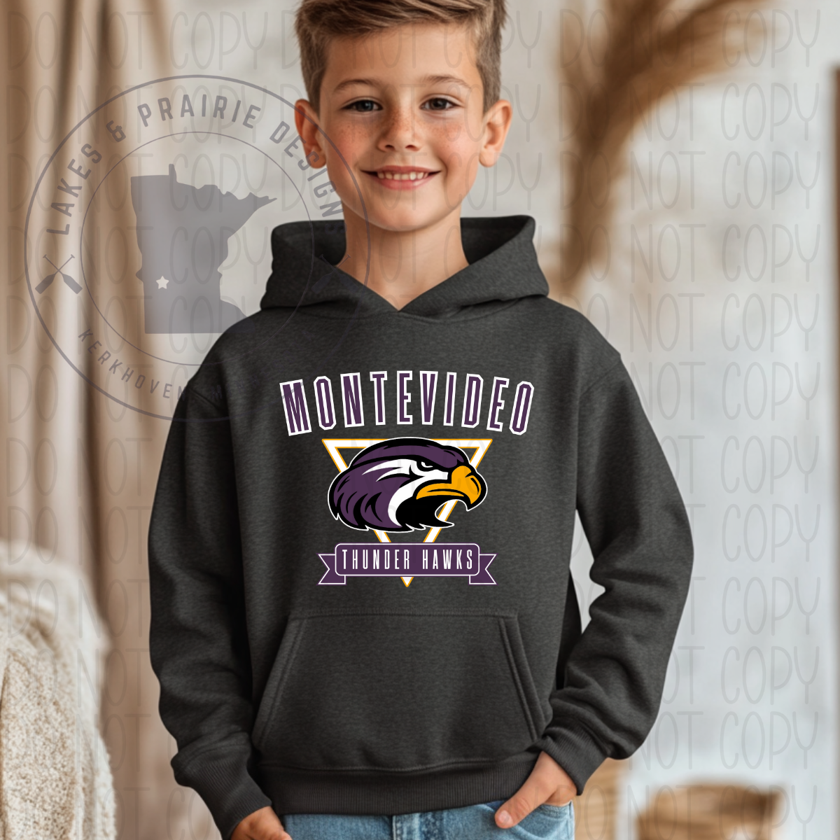Vintage Montevideo Thunder Hawks Youth Sizes
