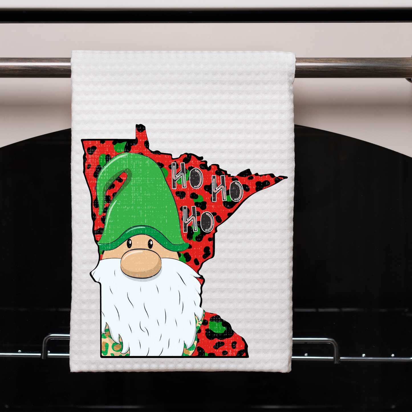 MN Gnome Leaopard Christmas Dish Towel