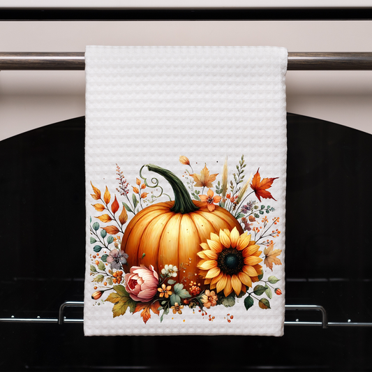 Floral Pumpkin Dish Towel