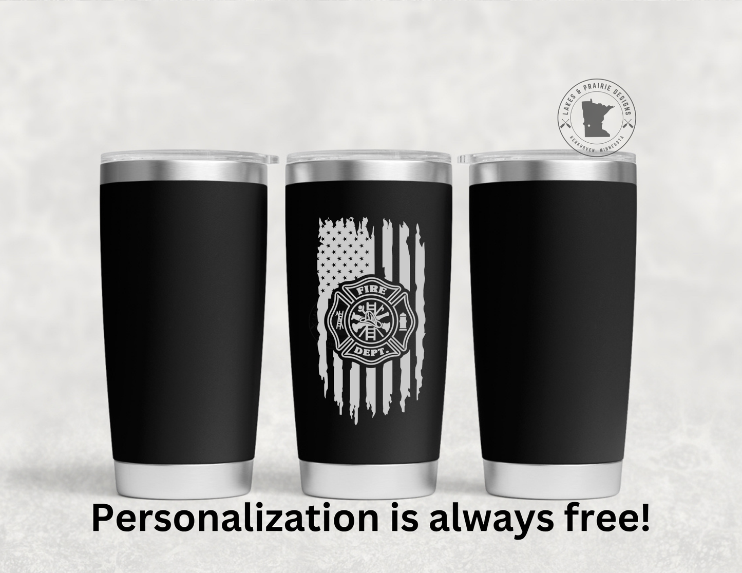 Fire Department Flag Engraved 20 oz. Tumbler