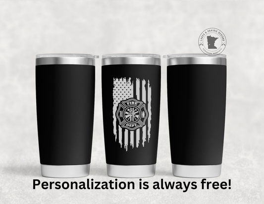 Fire Department Flag Engraved 20 oz. Tumbler