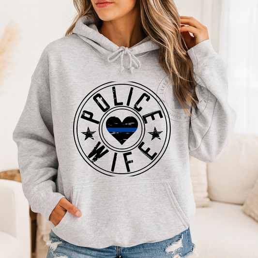 Police Wife Circle with Heart