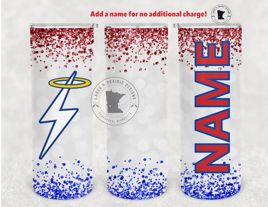 KMS Bolt Top and Bottom Faux Glitter 20 oz. Tumbler