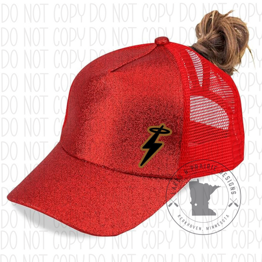 Red Glitter KMS Ponytail Hats