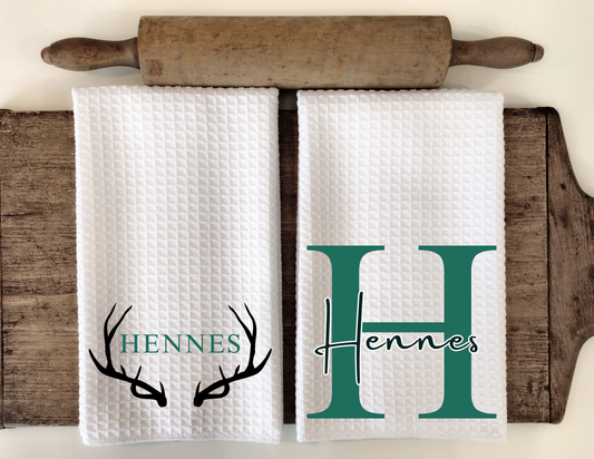 Custom Antler Set of 2 Dish Towels
