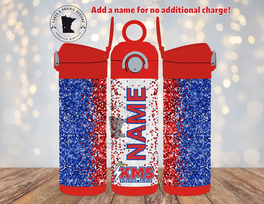 KMS logo with Custom Name Faux Glitter 10 oz. Water Bottle