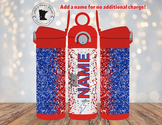 KMS Bolt with Custom Name Faux Glitter 10 oz. Water Bottle