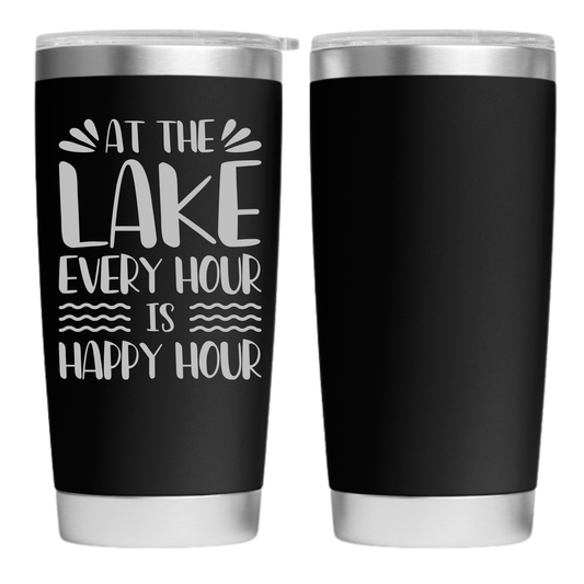 At the Lake Every Hour is Happy Hour Engraved 20 oz. Tumbler