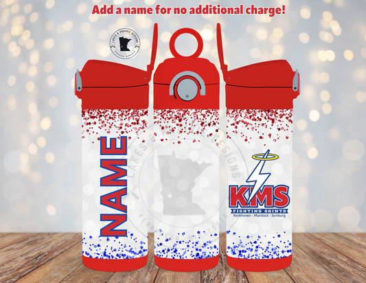 KMS Tall Logo with Custom Name Faux Glitter 10 oz. Water Bottle