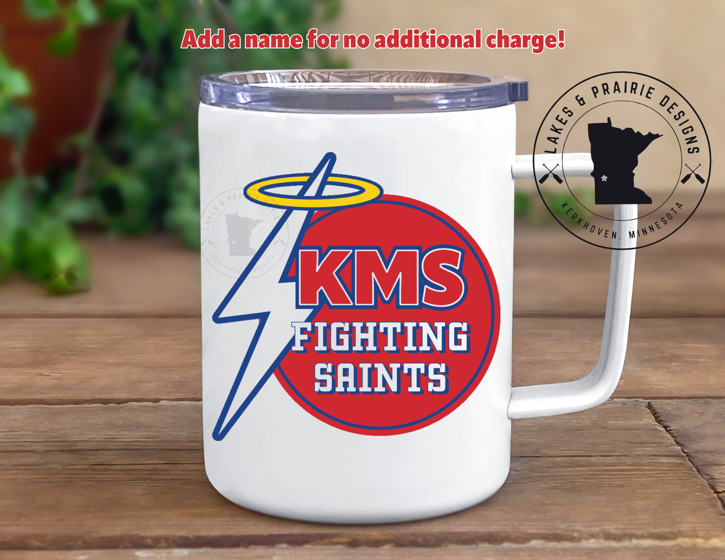 KMS Round Bolt 10 oz. Traveling Coffee Tumbler with handle and lid
