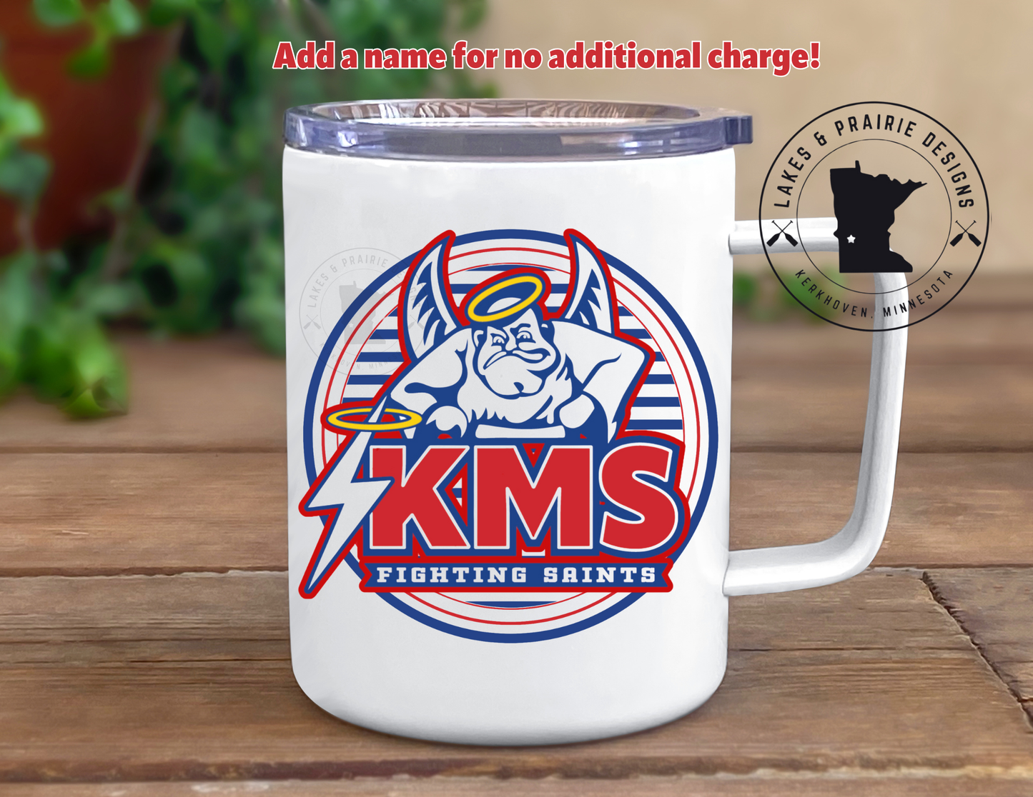 KMS Round Staints 10 oz. Traveling Coffee Tumbler with handle and lid