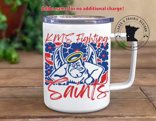 KMS Abstract 10 oz. Traveling Coffee Tumbler with handle and lid