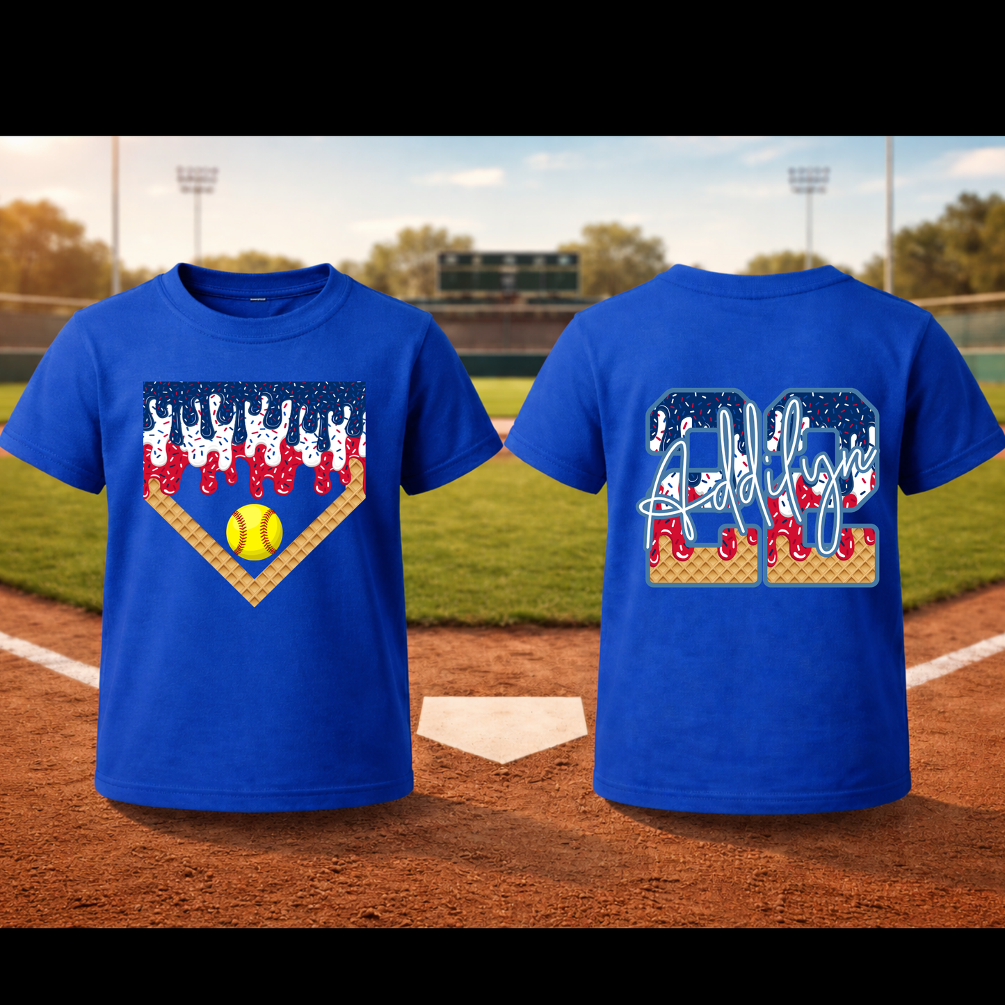 Personalized Softball Patriotic Drip