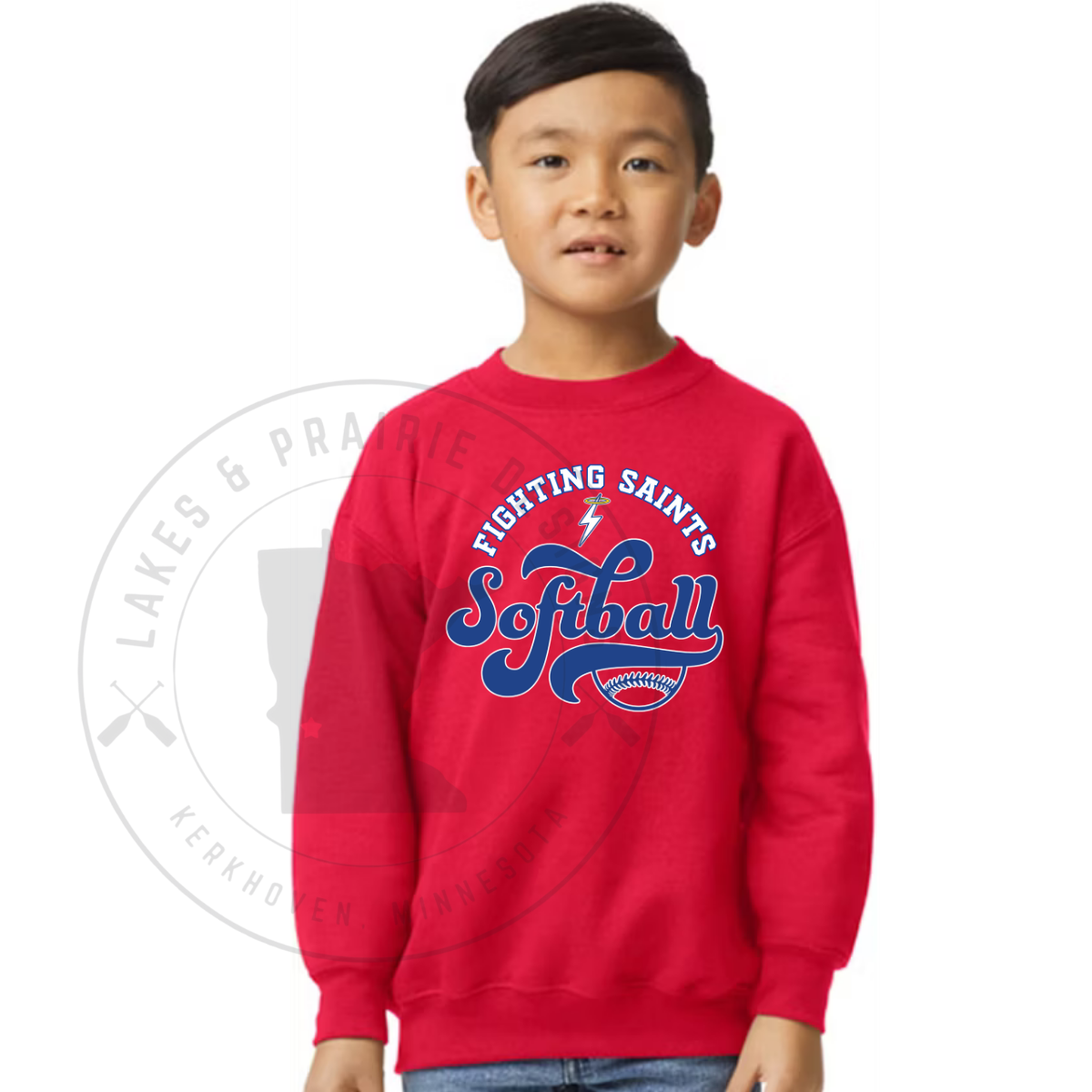 KMS Saints 2 Softball Gildan SoftStyle Adult and Youth Crewneck Sweatshirt