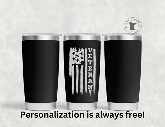 Veteran Flag Engraved 20 oz. Tumbler