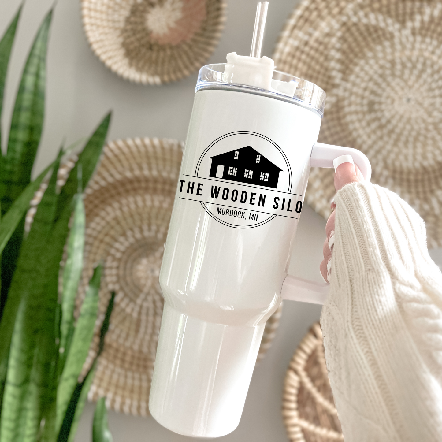 The Wooden Silo 40 oz. Handle Tumbler