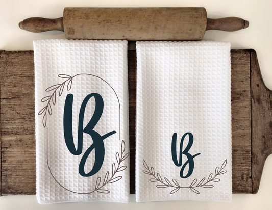 Custom Vine Embellishment Set of 2 Dish Towels