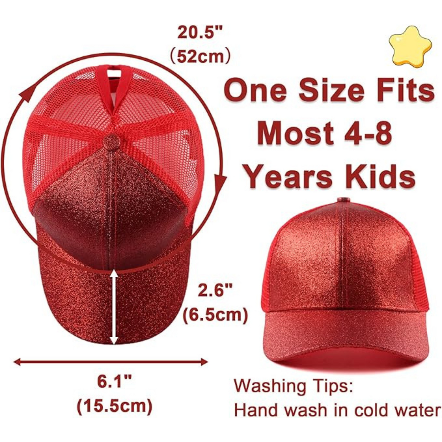 Red Glitter KMS Ponytail Hats