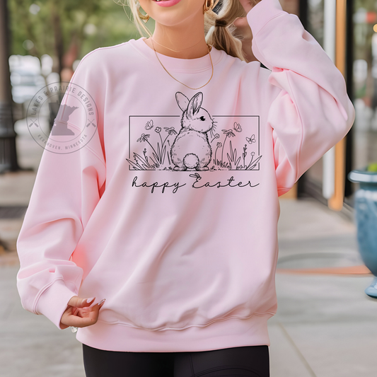 Happy Easter Floral Outline