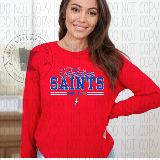 Cursive Fighting Saints Adult Apparel