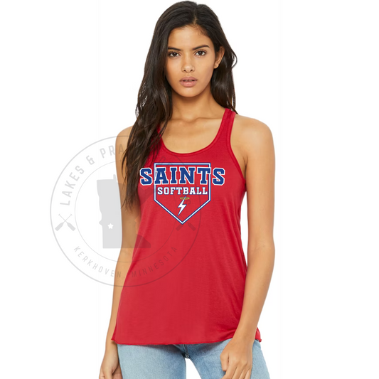 KMS Saints Softball  Women's Flowy Racerback Tank Top