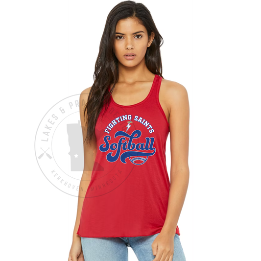 KMS Saints Softbal 2 Women's Flowy Racerback Tank Top