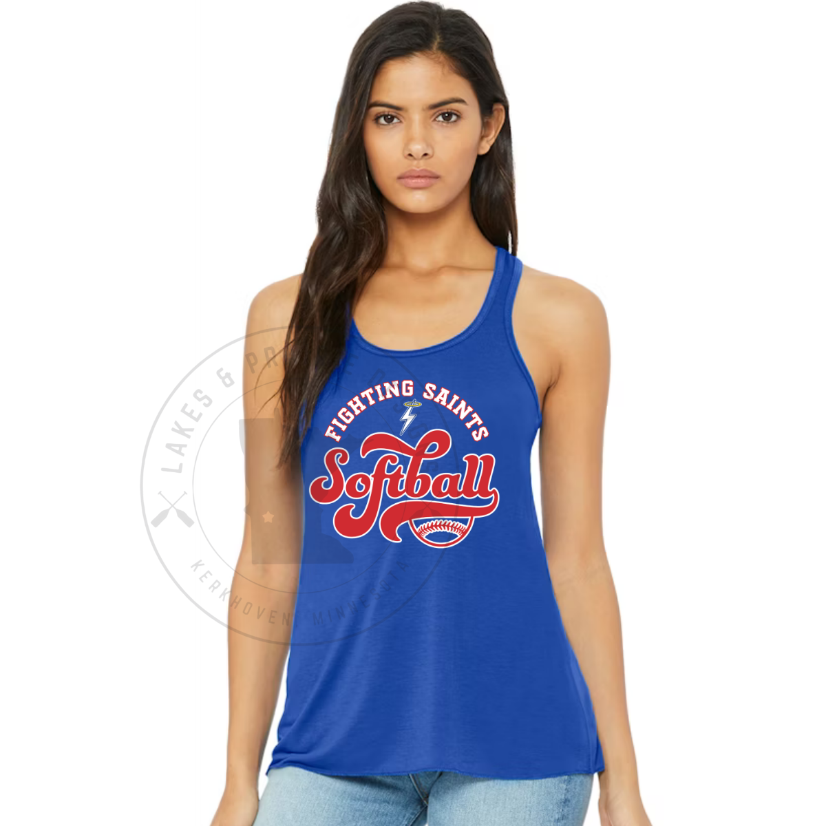 KMS Saints Softbal 2 Women's Flowy Racerback Tank Top