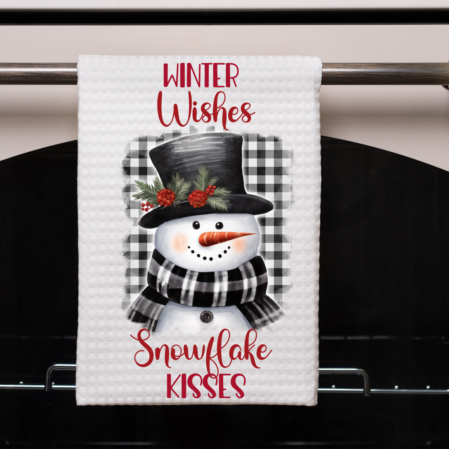 Winter Wishes Snowman Kisses Dish Towel