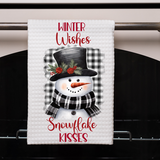 Winter Wishes Snowman Kisses Dish Towel