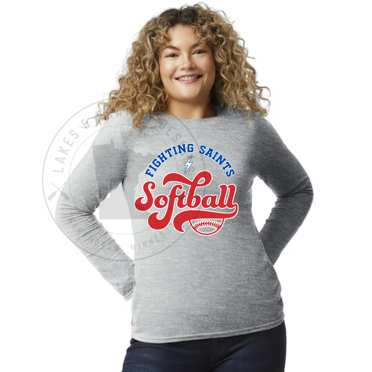 KMS Saints Softball 2 Gildan SoftStyle Long Sleeve