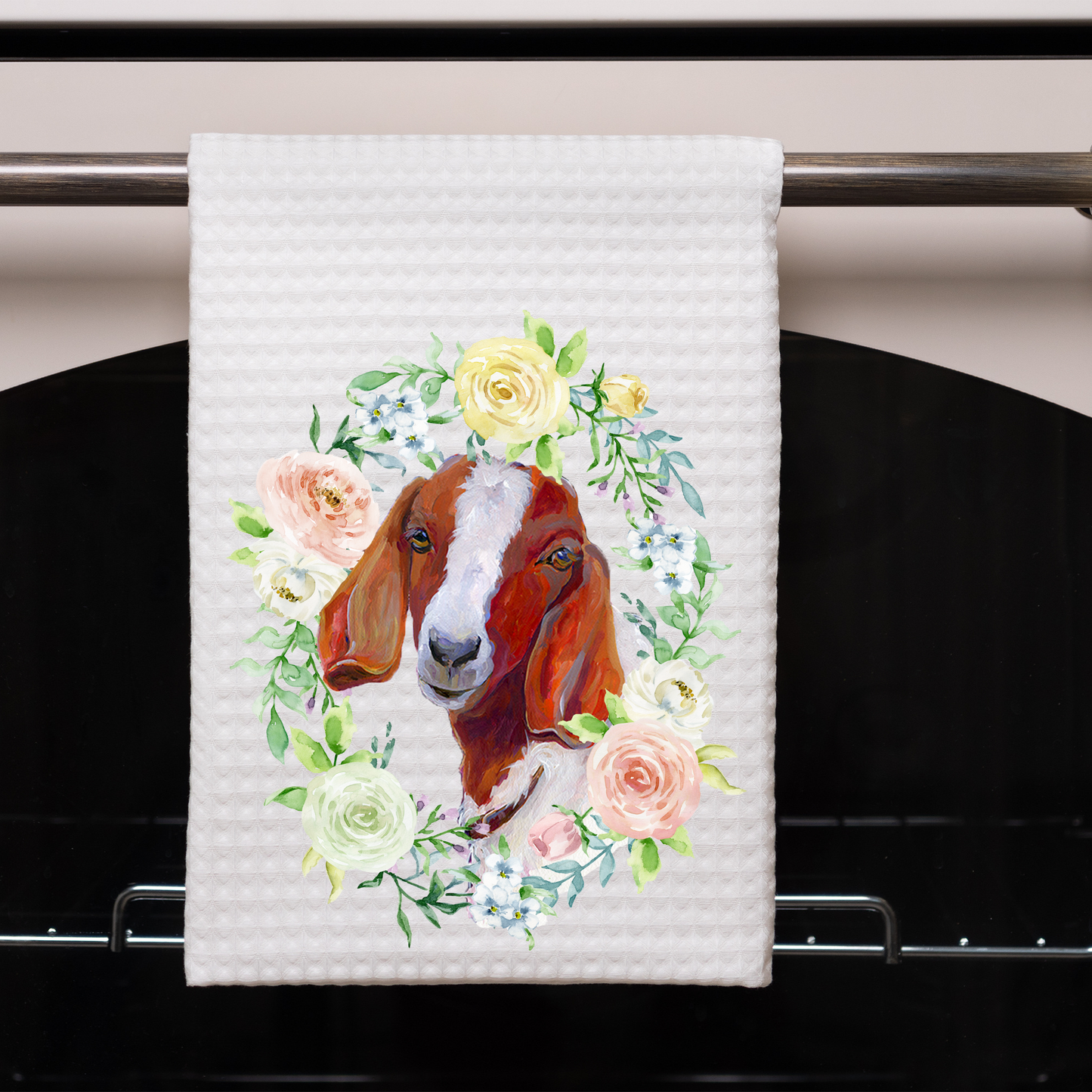 Floral Goat Dish Towel