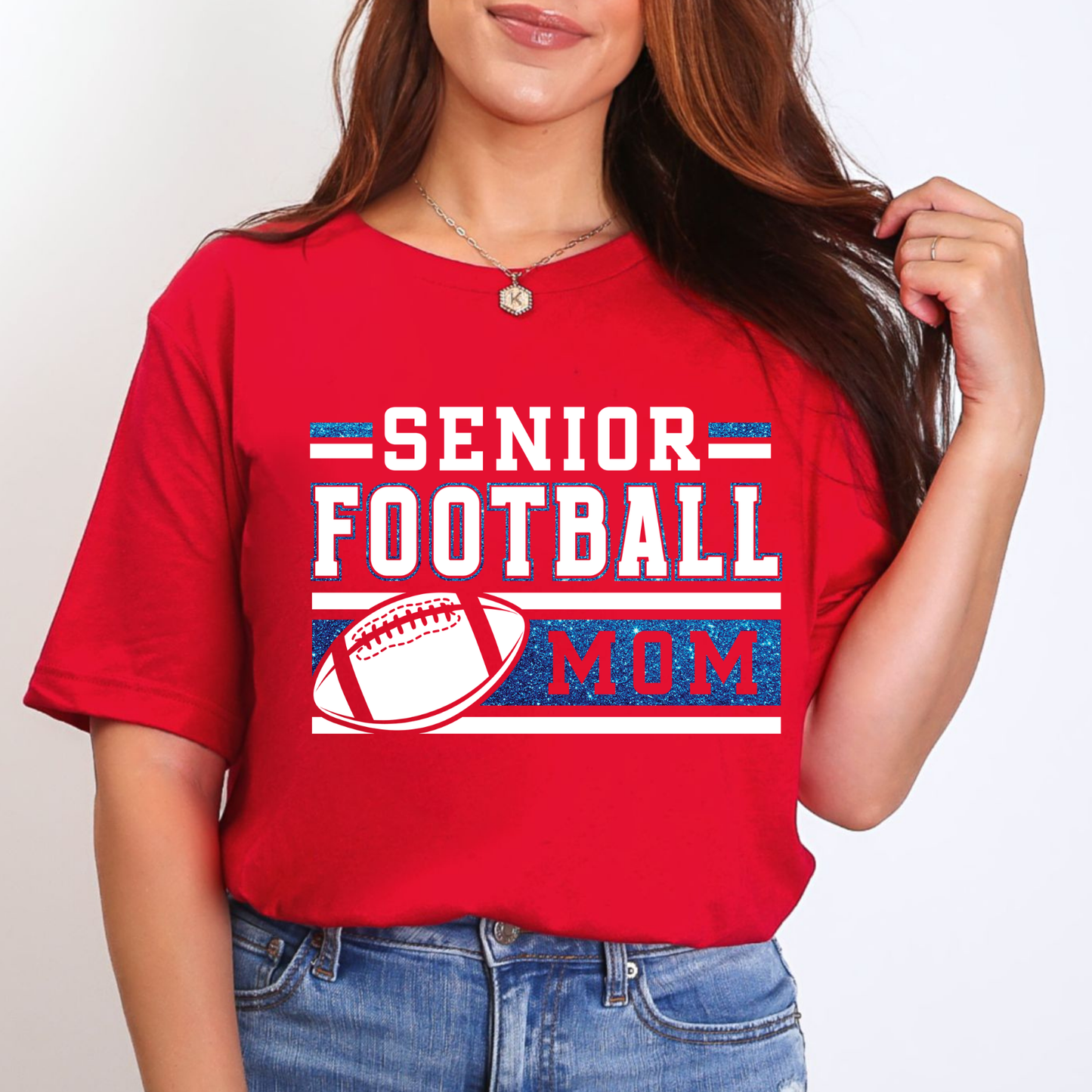 Glitter Senior Football Mom