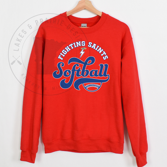 KMS Saints 2 Softball Gildan SoftStyle Adult and Youth Crewneck Sweatshirt