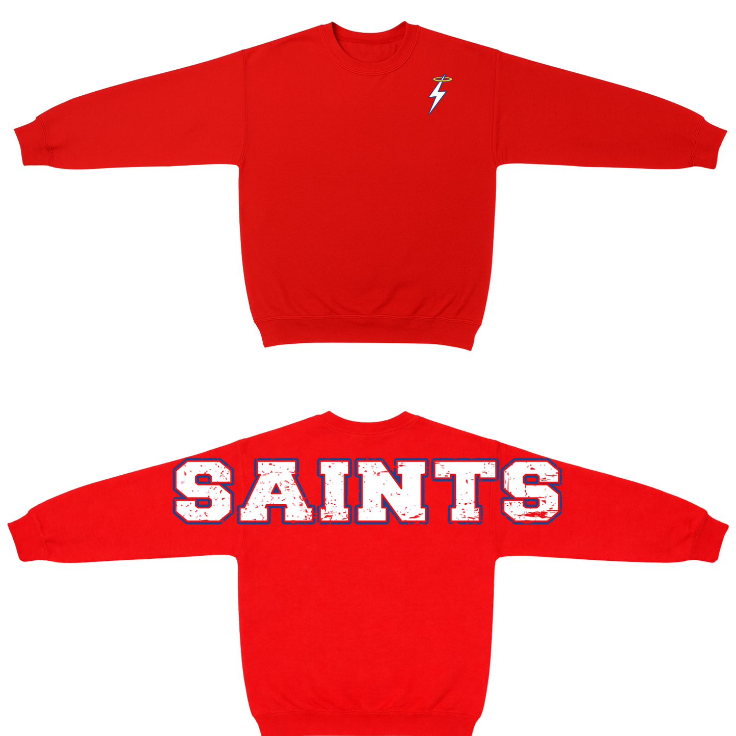 Oversized Saints Crewneck Sweatshirt Lightening Bolt Front