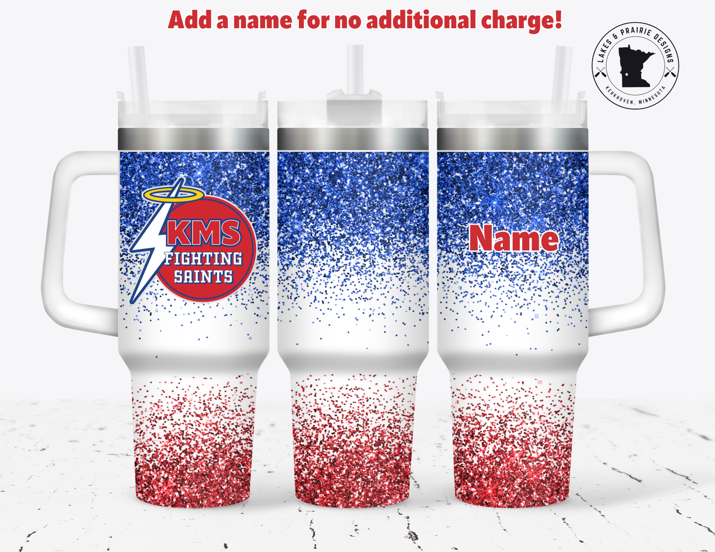 KMS Faux Glitter with Round Bolt logo 30 or 40 oz.