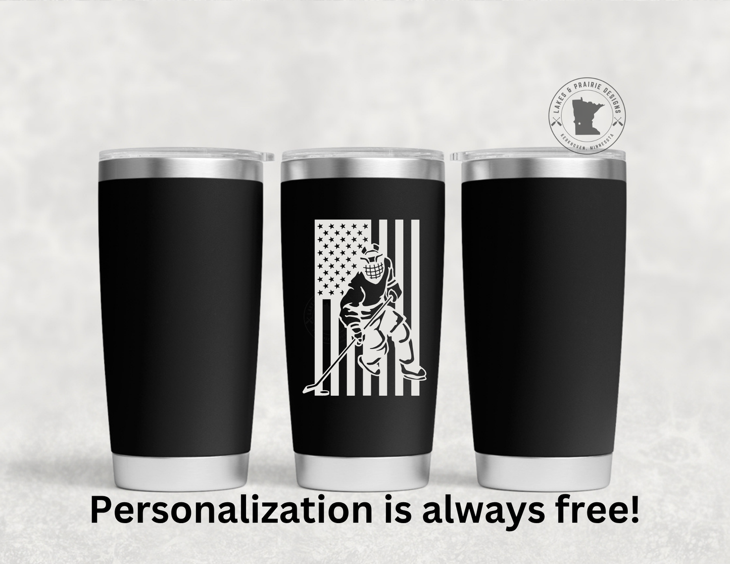 Hockey Flag Engraved 20 oz. Tumbler