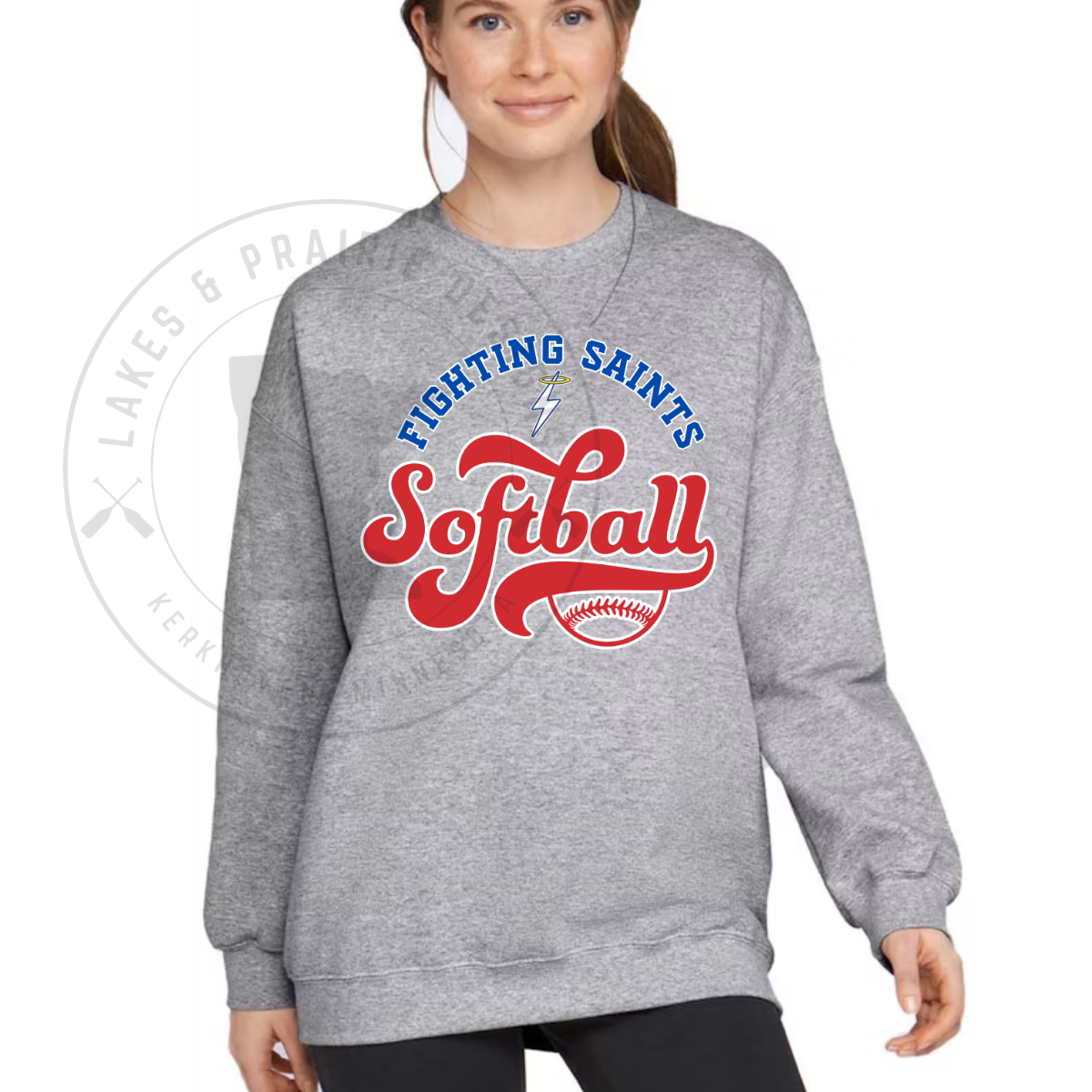 KMS Saints 2 Softball Gildan SoftStyle Adult and Youth Crewneck Sweatshirt