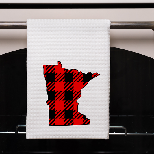 Red Buffalo Plaid MN Dish Towel