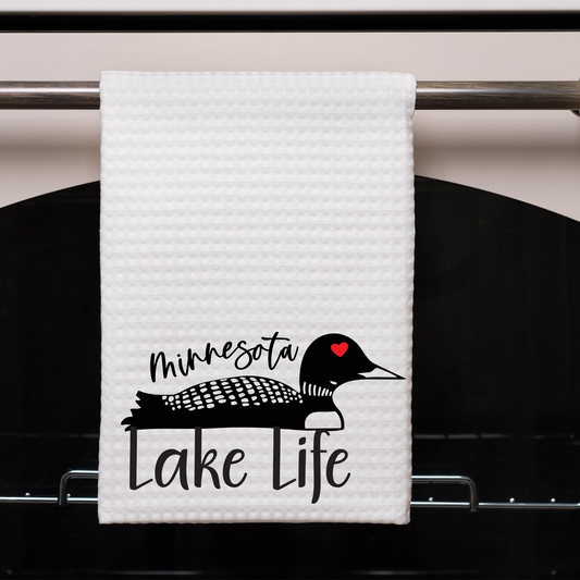 Minnesota Loon Lake Life Dish Towel