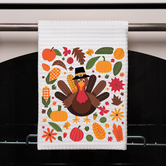 Turkey and Leaves Dish Towel