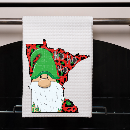 MN Gnome Leaopard Christmas Dish Towel