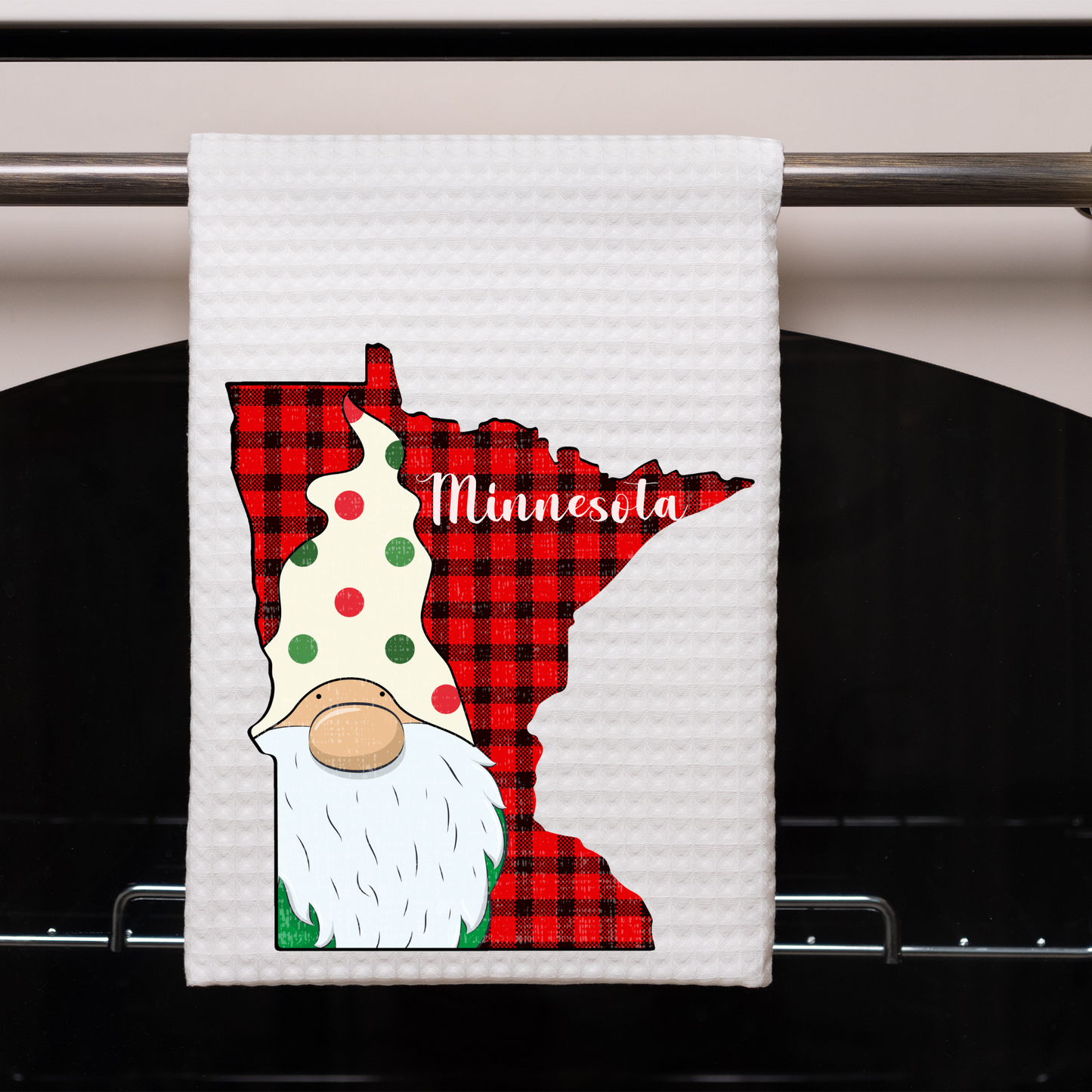 MN Gnome Plaid Christmas Dish Towel