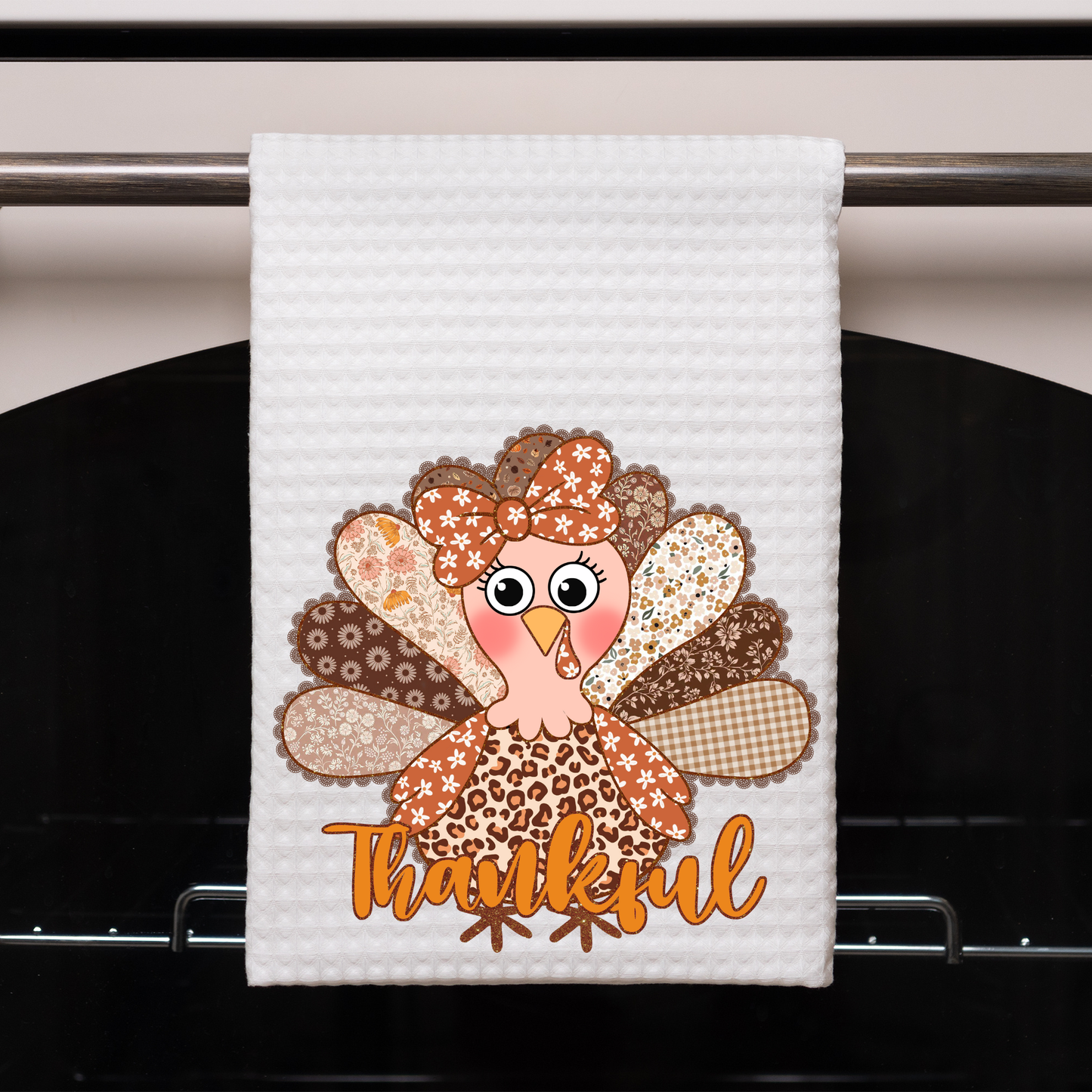 Brown and Orange Turkey Dish Towel