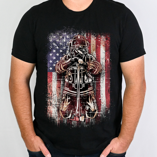 Firefighter Flag Distressed