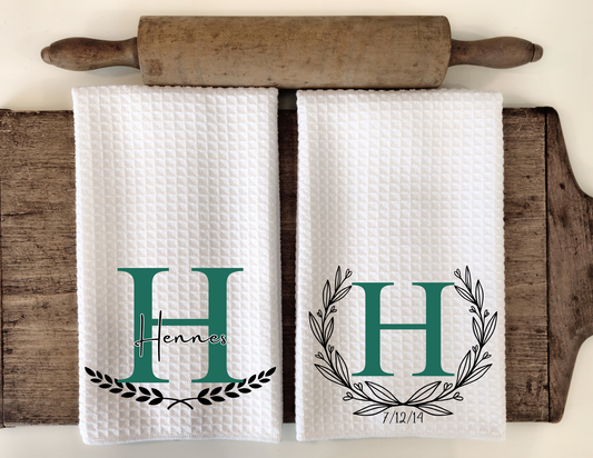 Custom Initial Set of 2 Dish Towels